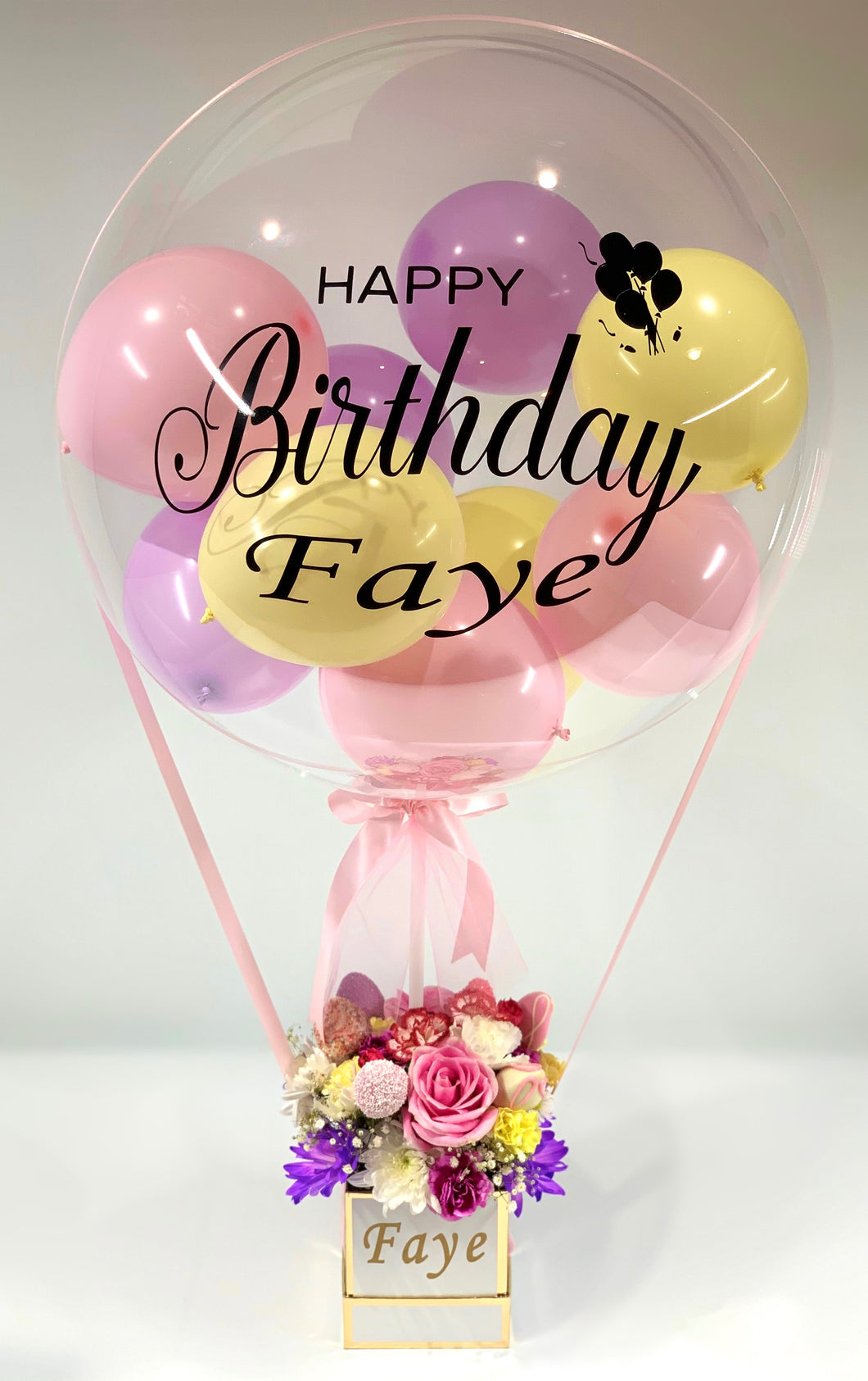 Personalized Bubble Balloon with Flora Berry Bouquet