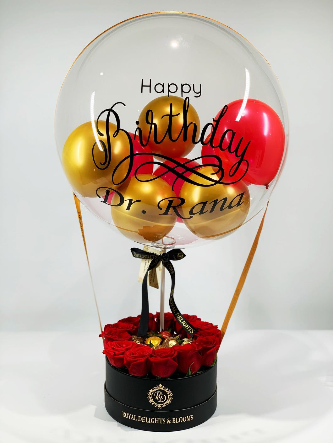 Luxurious Roses and Berries with Personalized Balloon