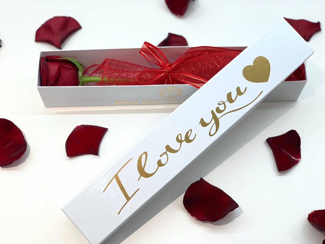 Single rose in a box