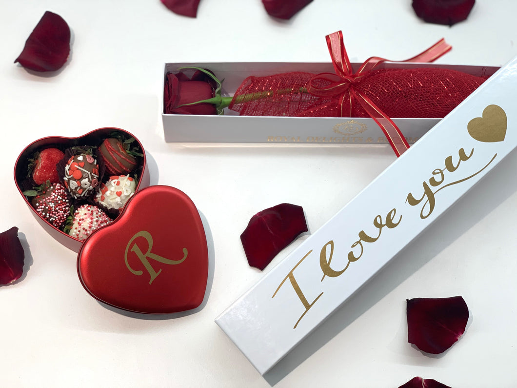 Mini Heart and Single Rose